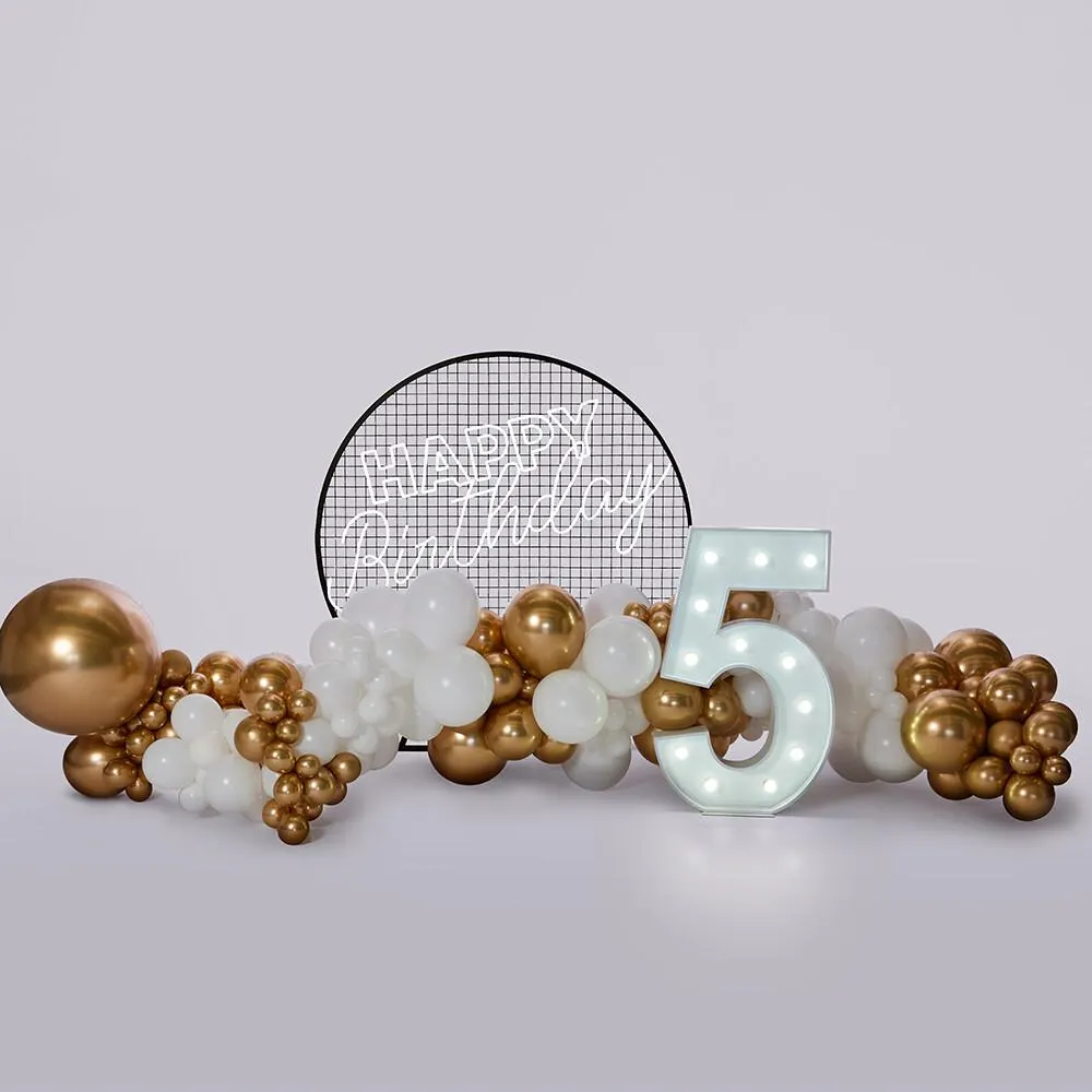 Backdrop Pak30 Round Mesh, Neon Sign, Marquee Number & 6m Deluxe Garland HIRE Ea