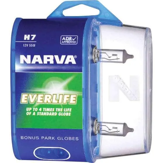 Narva Everlife Headlight Globes - H7, 12V 55W, 48329BL2