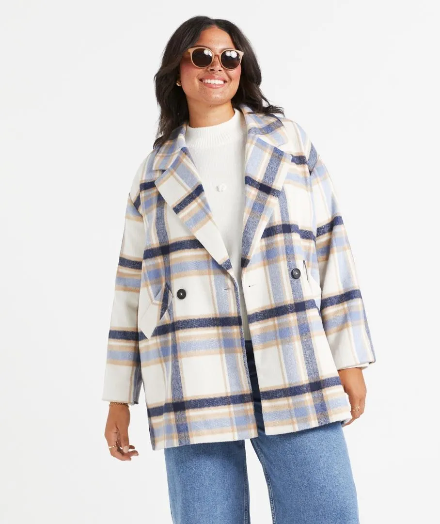 ELI DOUBLE BREASTED CHECK COAT