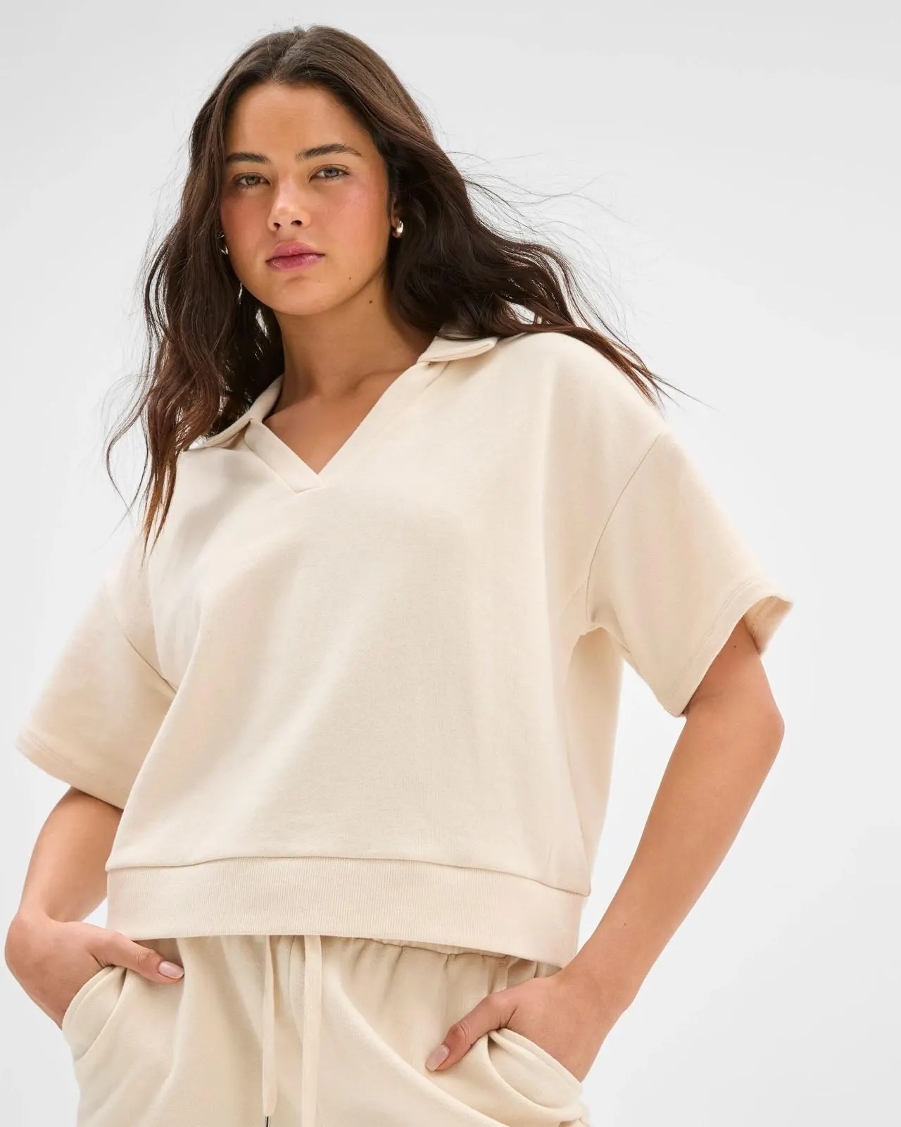 Australian Cotton Polo Fleece Top - Lily Loves - Birch