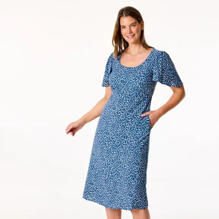 Khoko Collection Women's Empire Floral Viscose Dress Multicoloured Print