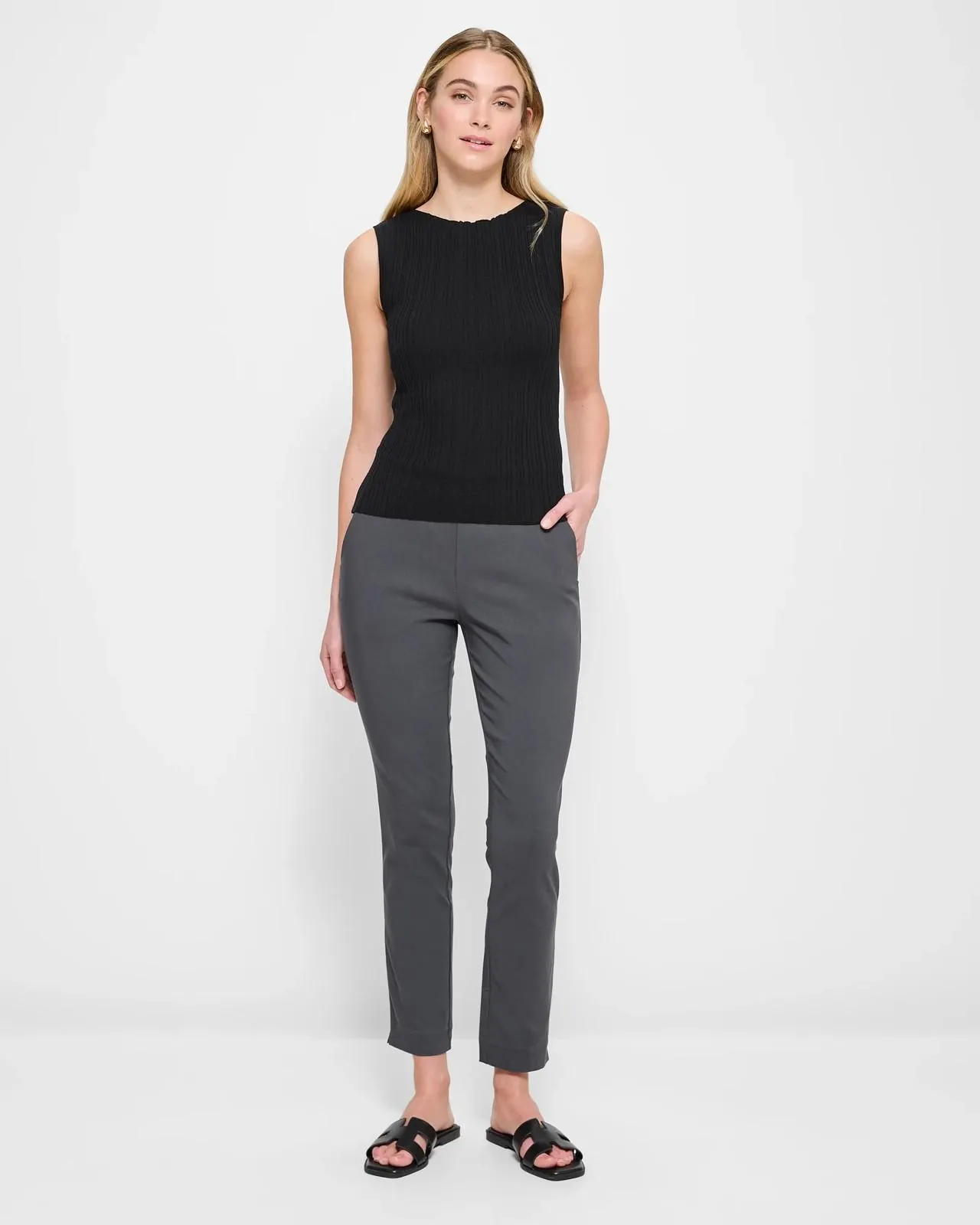 Carrie Ankle Length Bengaline Pants - Preview - Graphite