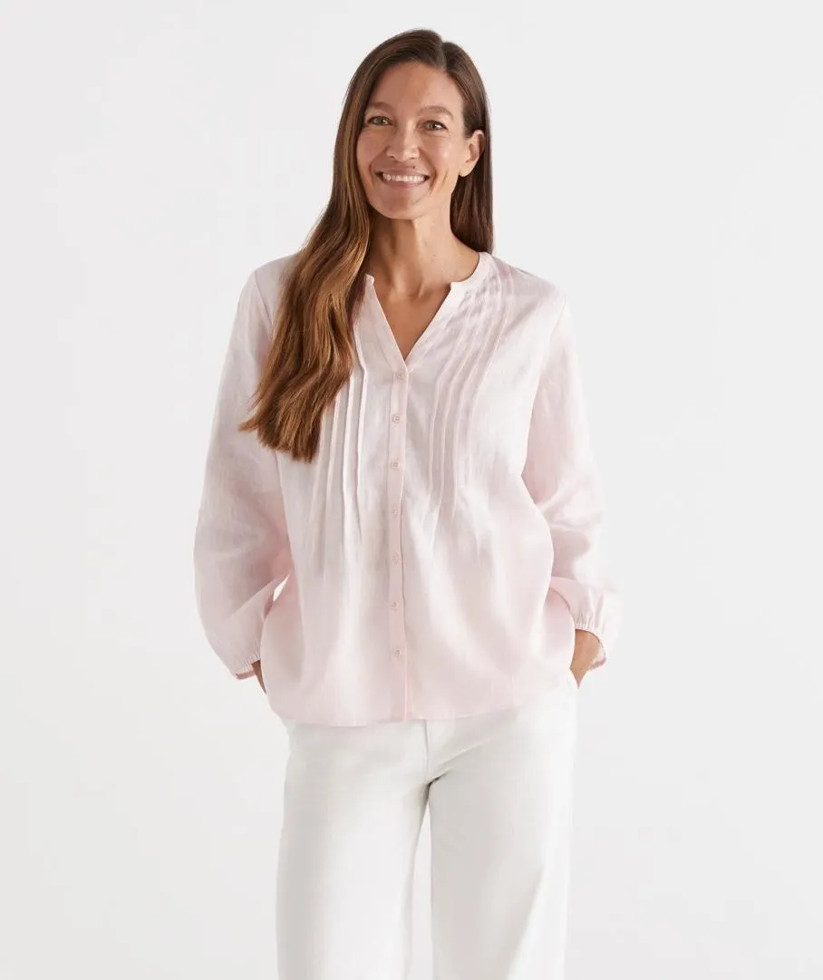 LINEN PINTUCK TOP