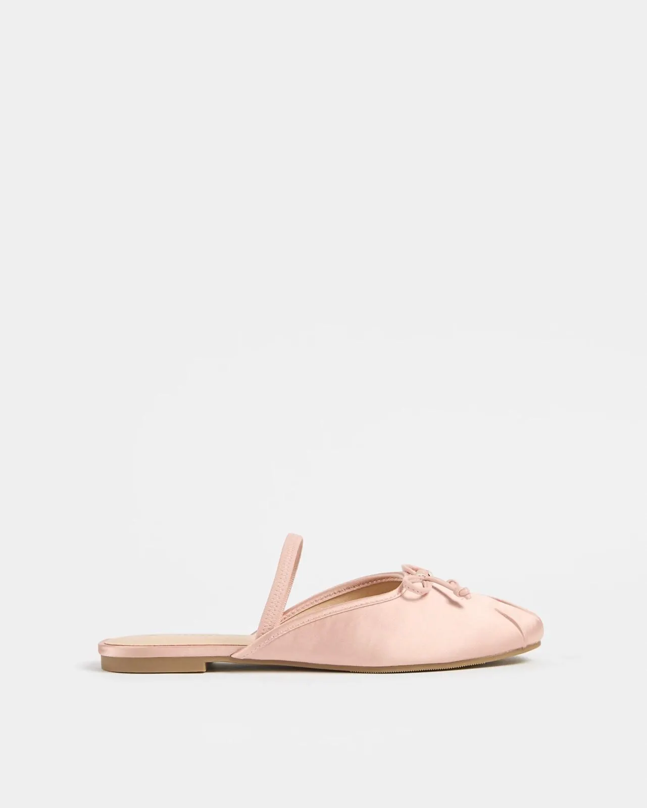 Womens Elastic Back Ballet Flat - Ella - Pink Satin