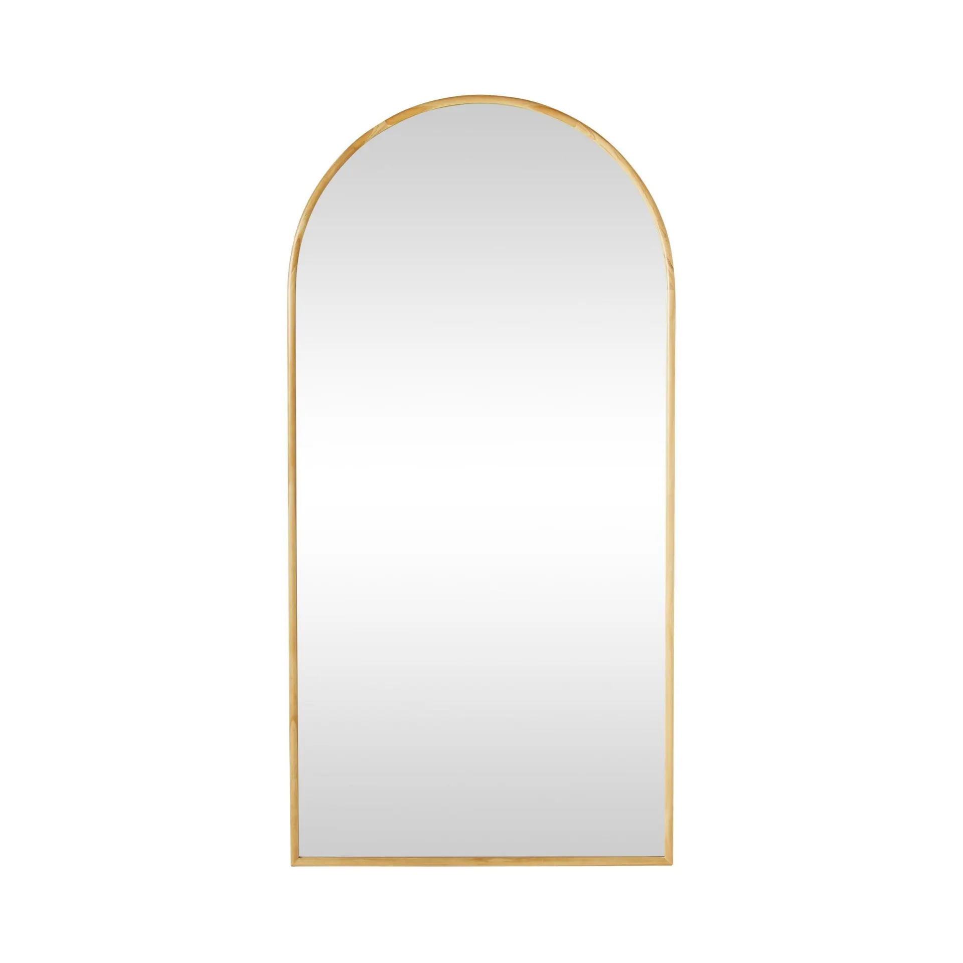 Natural Wooden Arched Floor Mirror 90x180cm