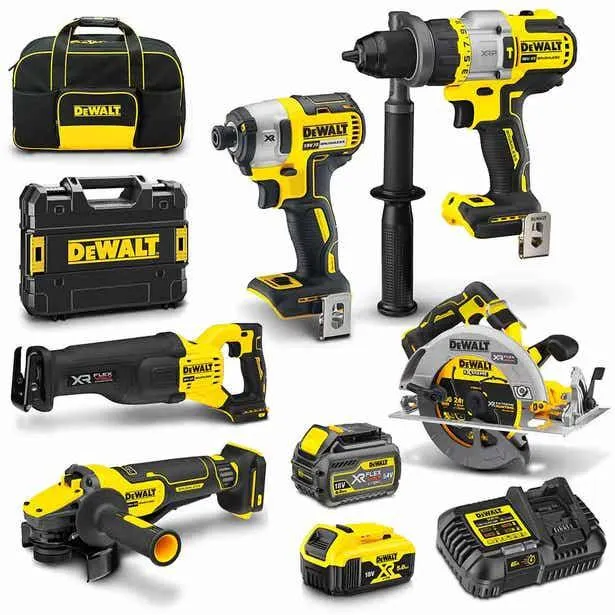 DEWALT 18V/54V 5 Piece 1 x 5.0Ah/1 x 6.0Ah Combo Kit DCZ586P1T1T-XE
