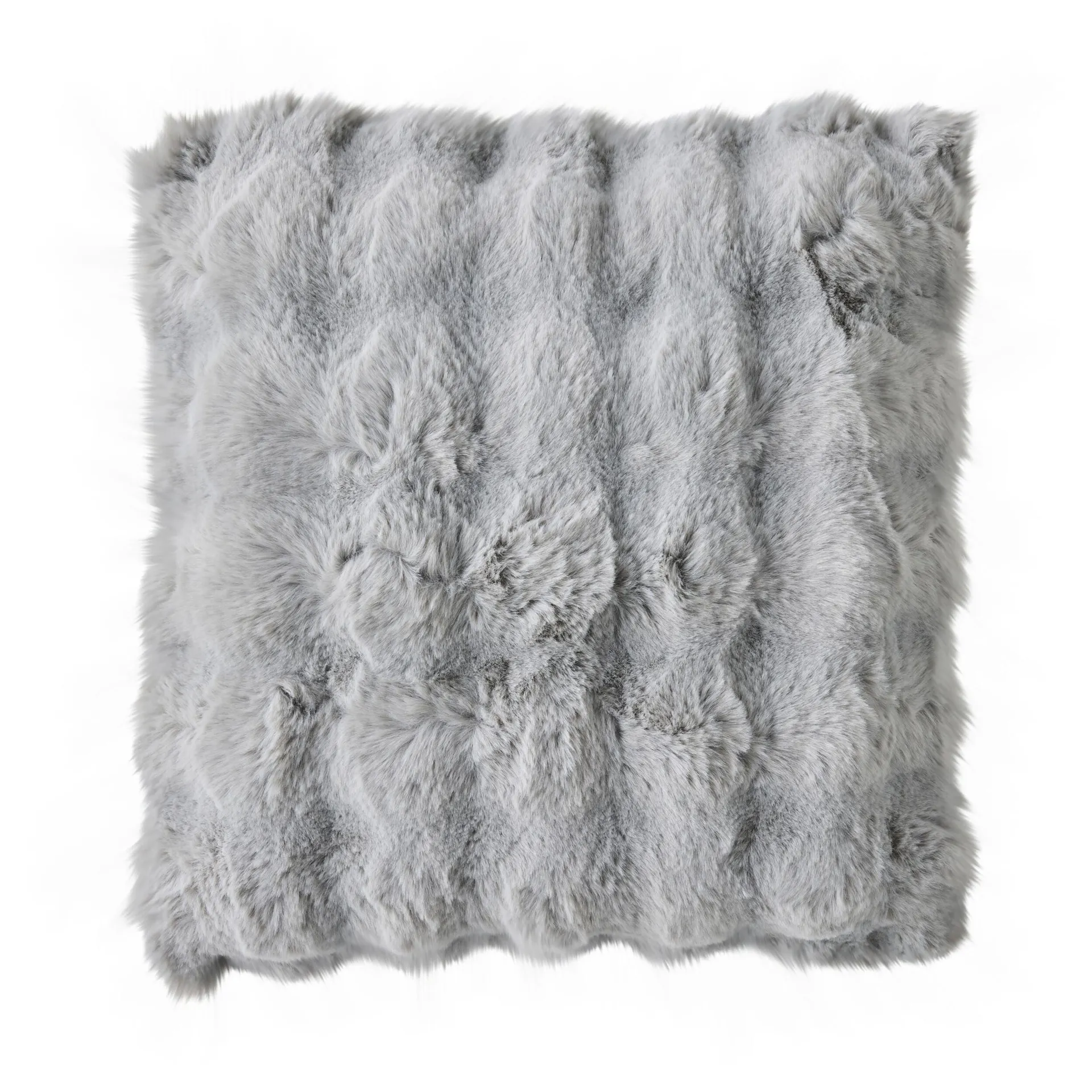Luxe Bobble Faux Fur Cushion Silver 45x45cm