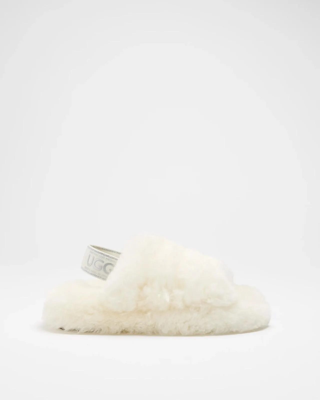 Womens Genuine Sheepskin Sling Back Slipper - Ivory