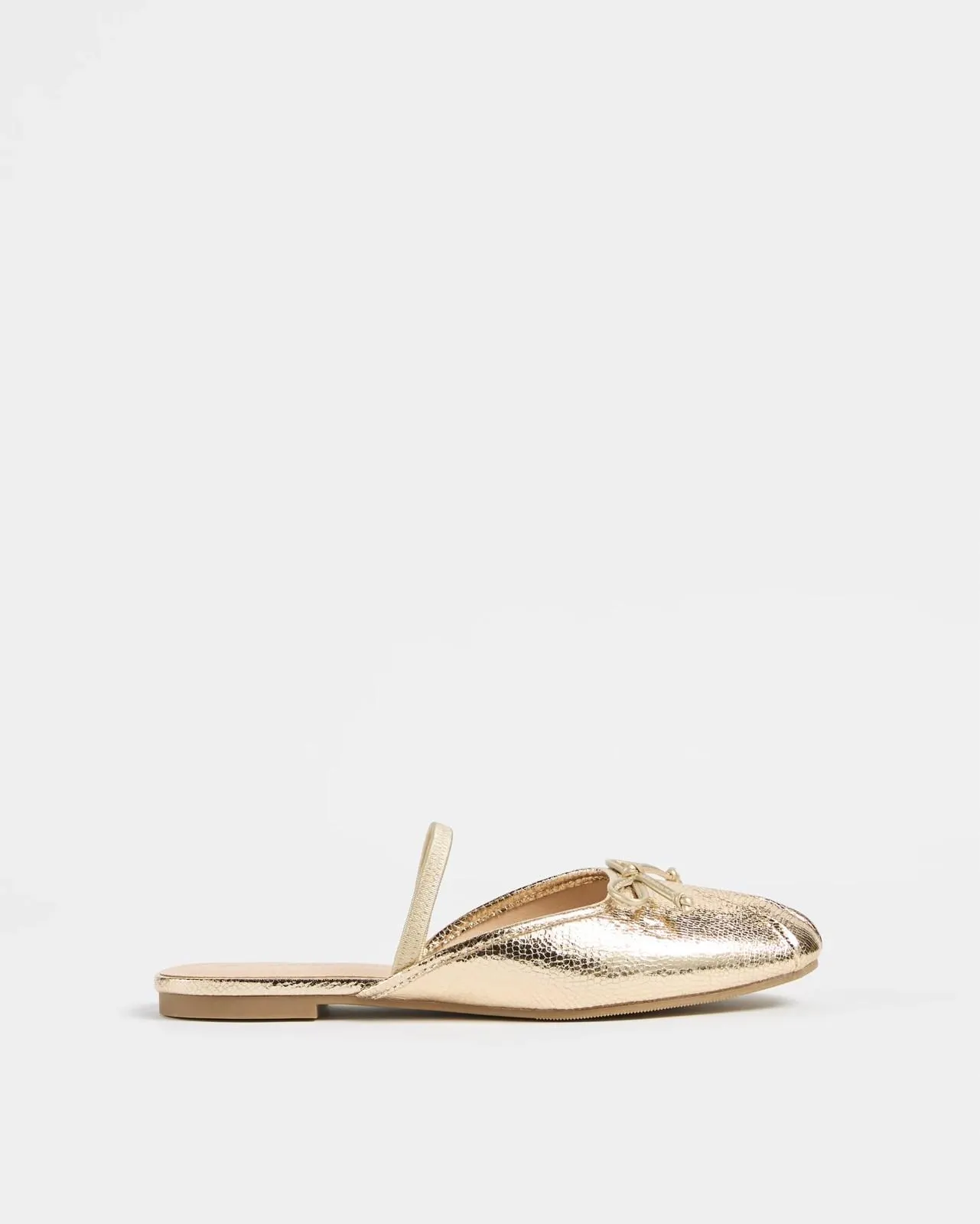 Womens Elastic Back Ballet Flat - Ella - Textured Gold