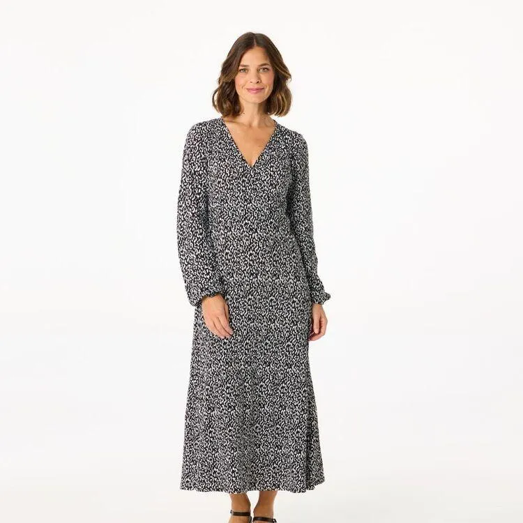 Khoko Smart Women's Abstract Animal Plisse Empire Dress Black