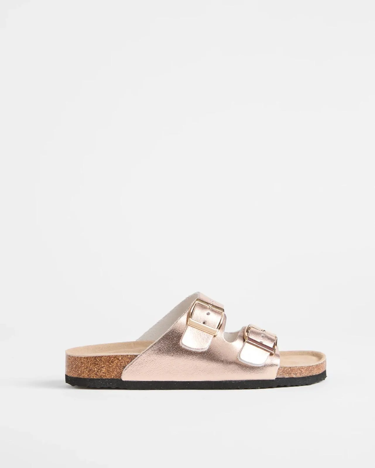 Womens Genuine Leather Moulded Cork Sandal - Gold