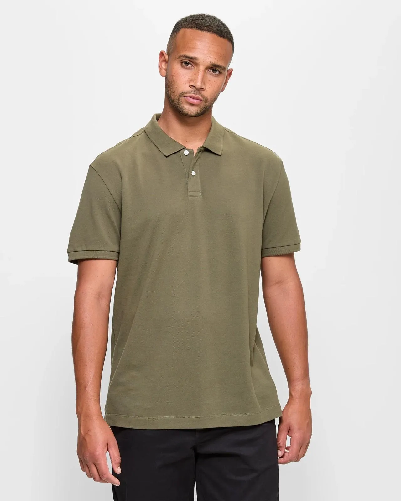 Australian Cotton Pique Polo Top - Khaki