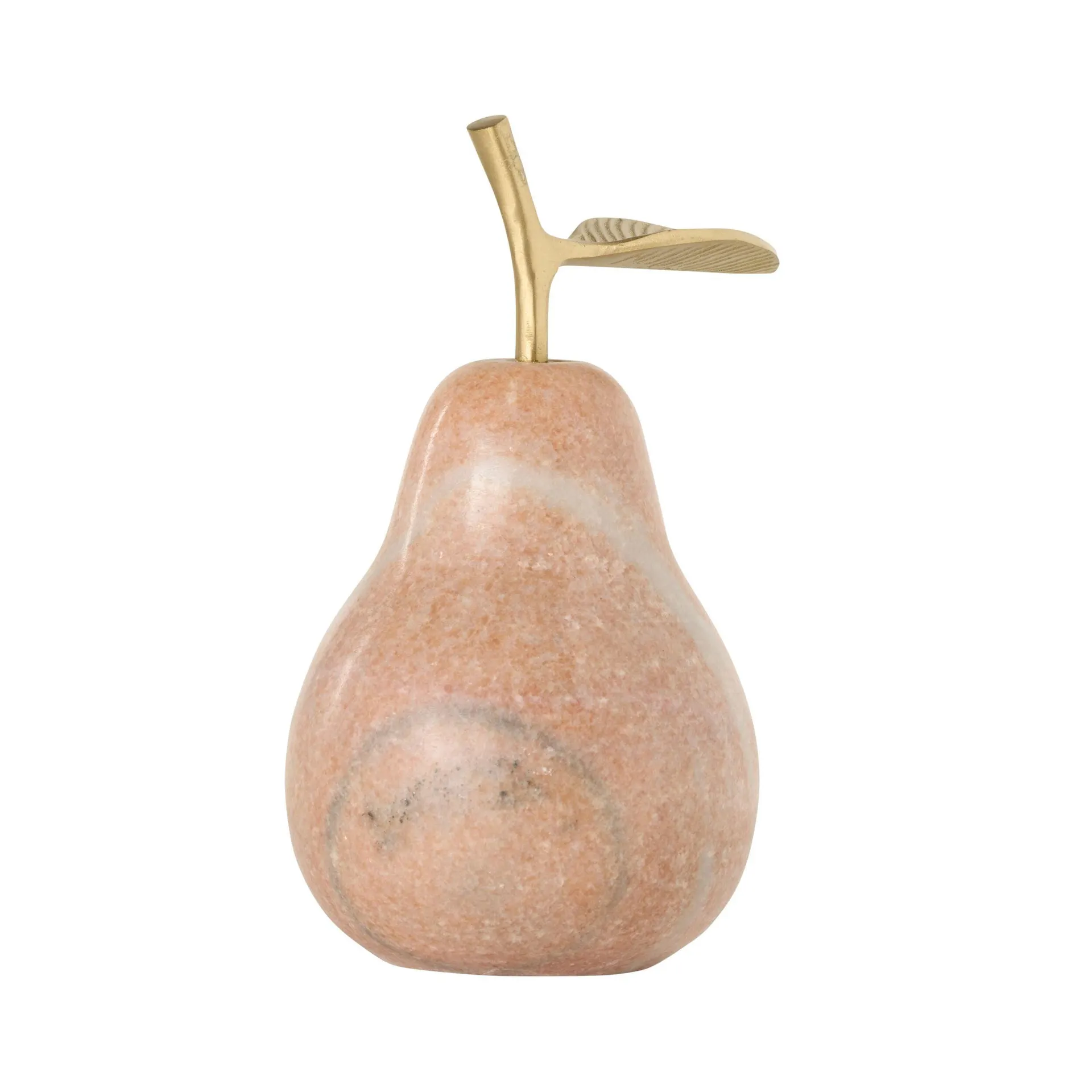 Pink Marble Pear With Brass Leaf