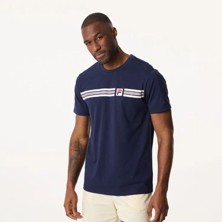 FILA Men's Cairo Stripe Crew Neck Tee New Navy