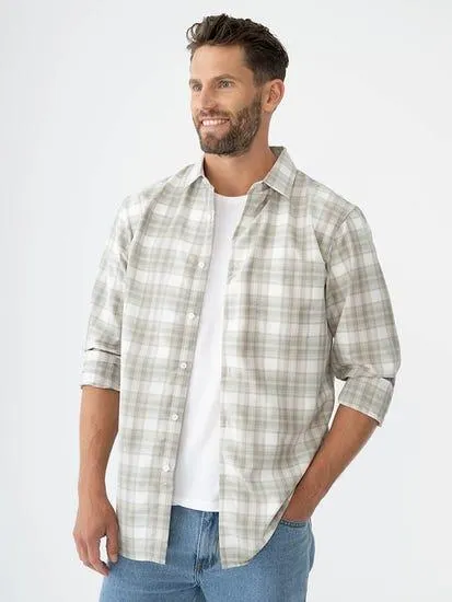 Elliotts Long Sleeve Shirt Khaki Check
