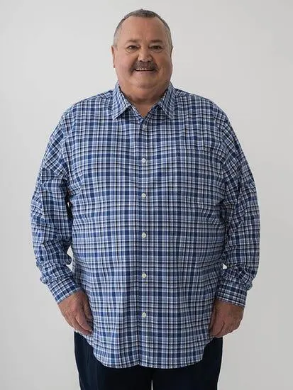 Big Mens Long Sleeve Check Shirt Blue