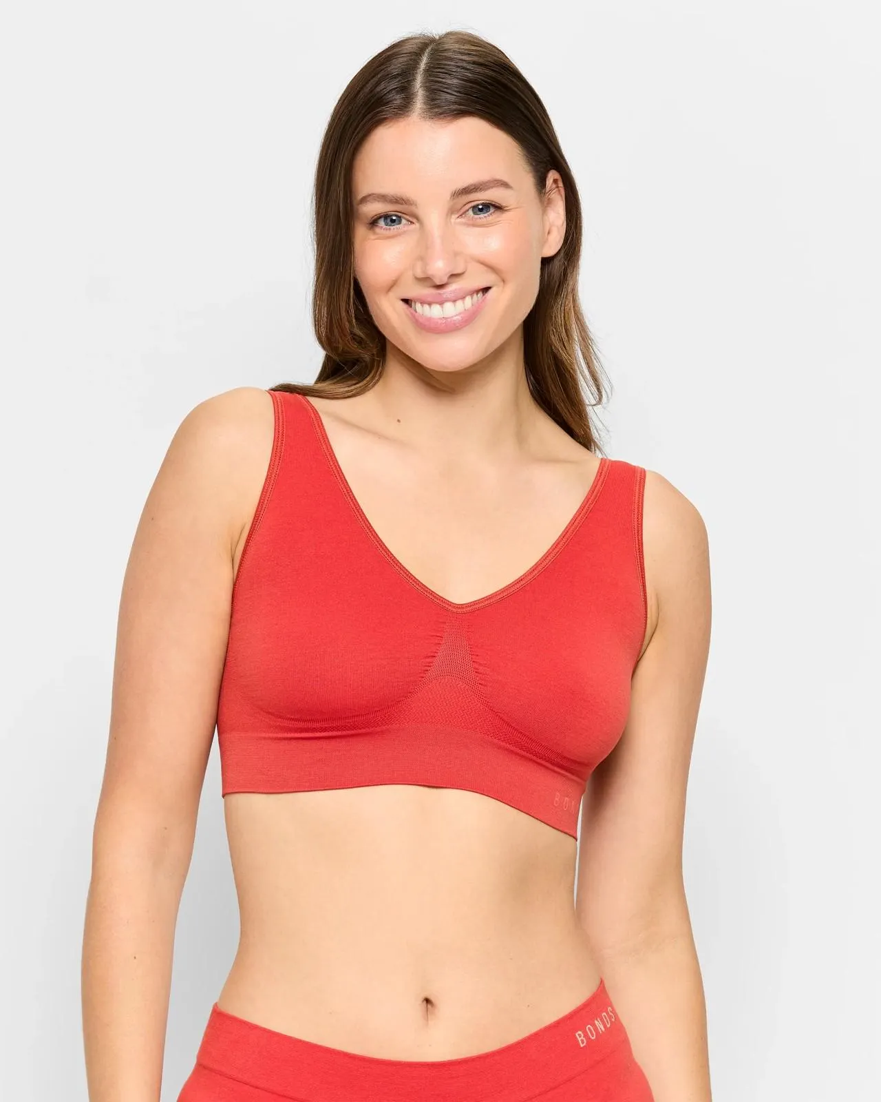 Womens Seamless Comfy Crop Top - Bonds - Red Dust
