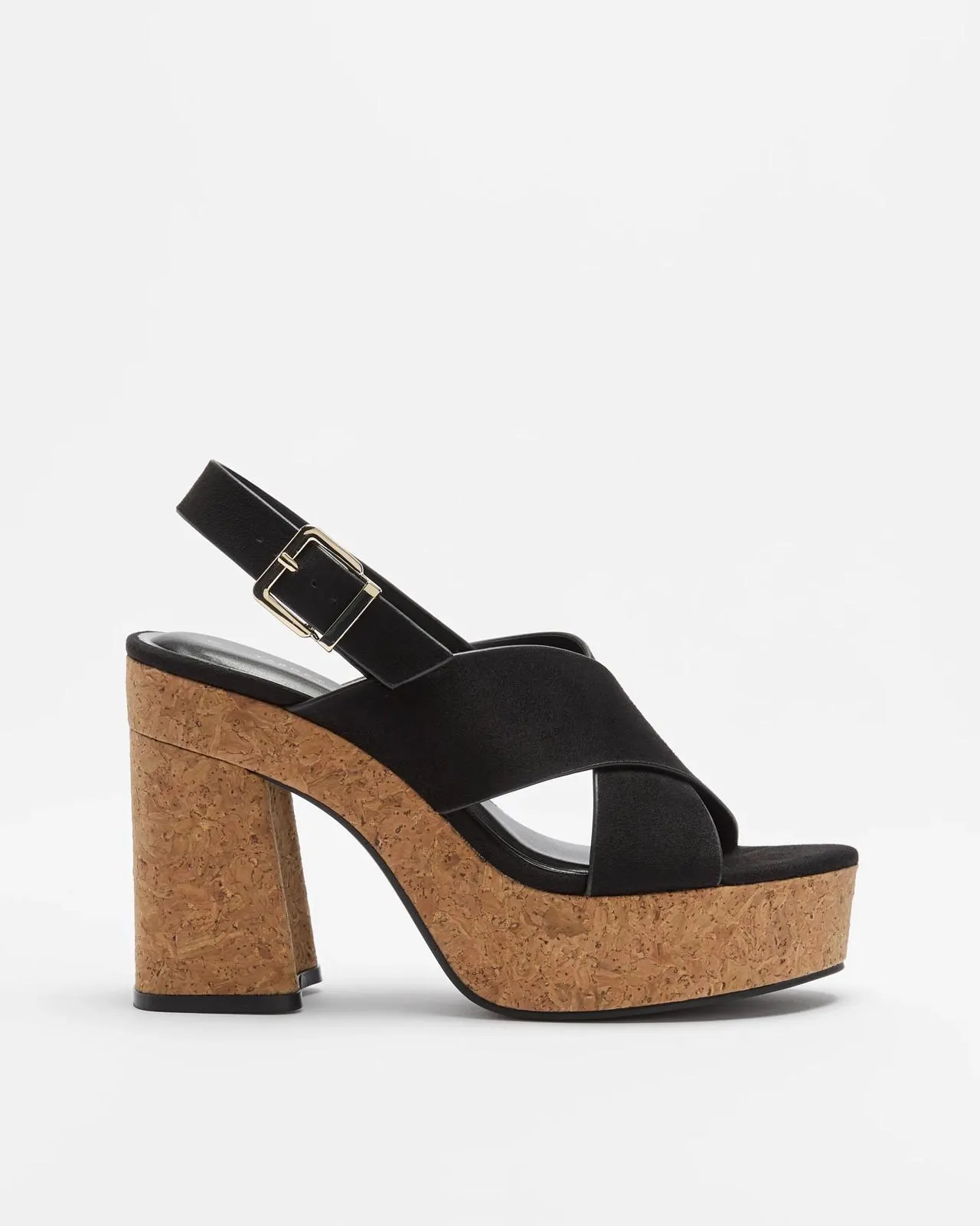 Womens Platform Heel - Pippa - Black nubuck-like