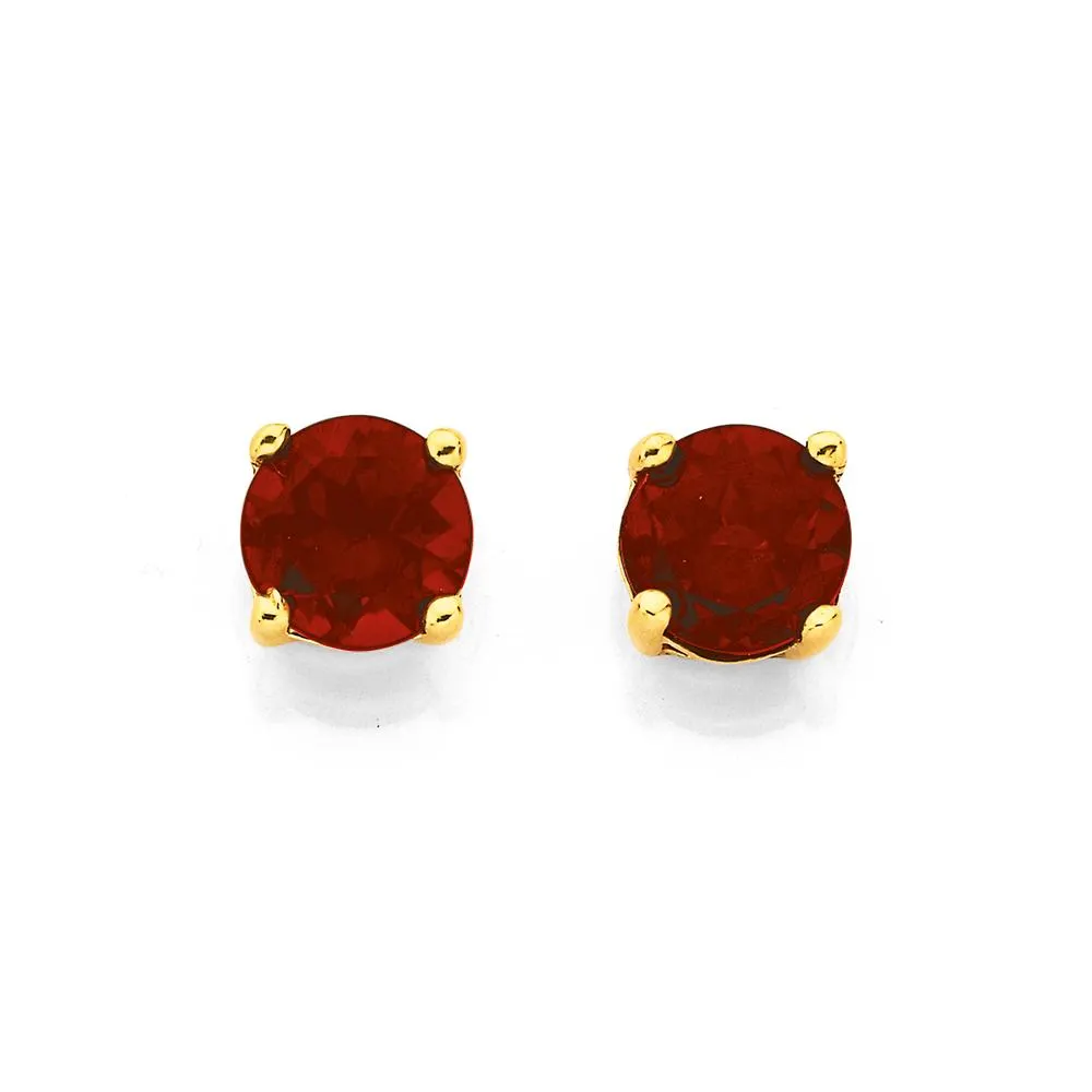 9ct 5mm Garnet Stud Earrings