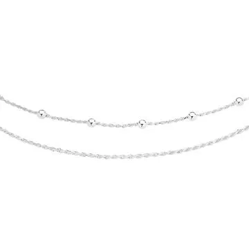 Silver Rope and Ball Necklet