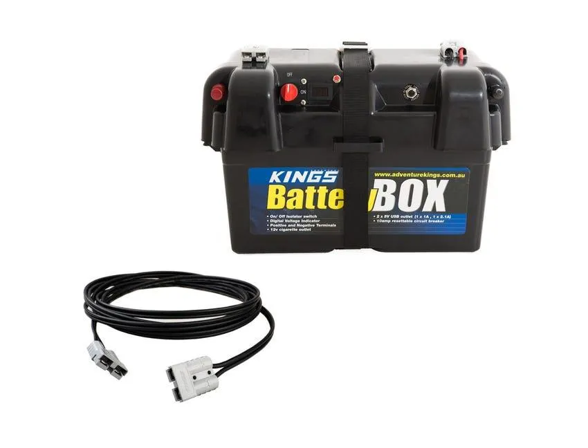 Kings Battery Box + 6m Lead For Solar Panel Extension