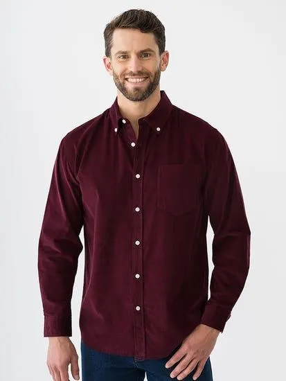 Long Sleeve Premium Micro Cord Shirt Burgundy