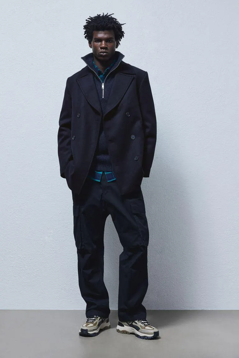 Regular Fit Wool Blend Pea Coat