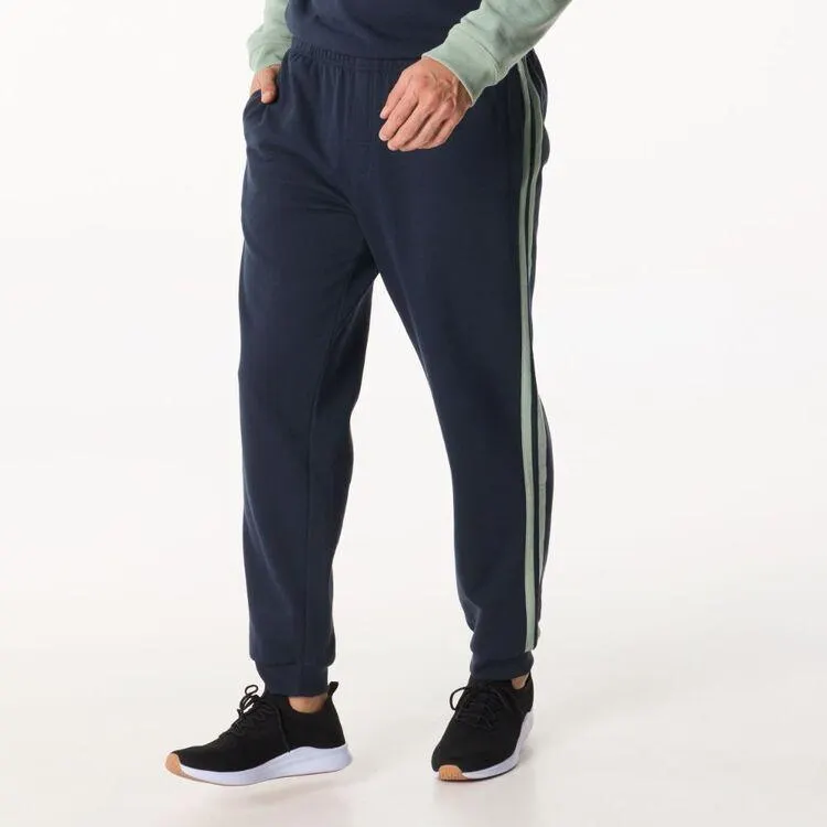 JC Lanyon Essentials Men's Hardy Straight Leg Track Pants with Stripe & Cuff Navy & Green