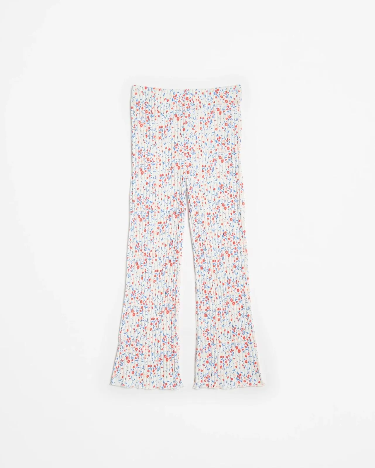 Australian Cotton Rib Flare Leggings - White Floral