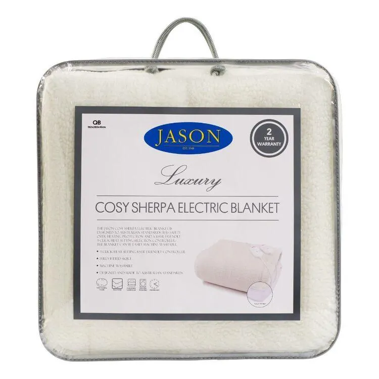 Jason Luxury Cosy Sherpa Electric Blanket White