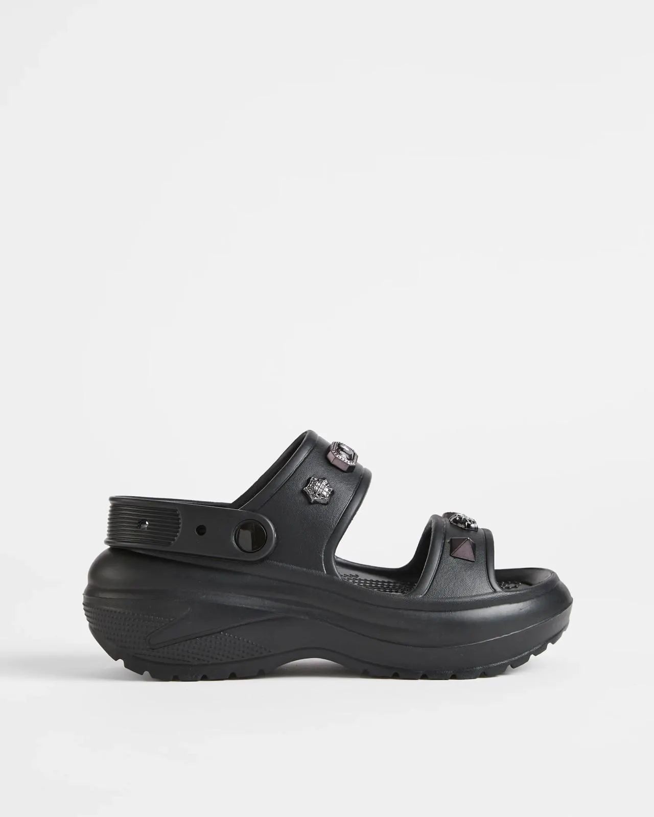 Womens EVA Clog with Charms - Black