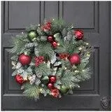 Pre-Lit Decorated Holiday Artificial Wreath 61cm