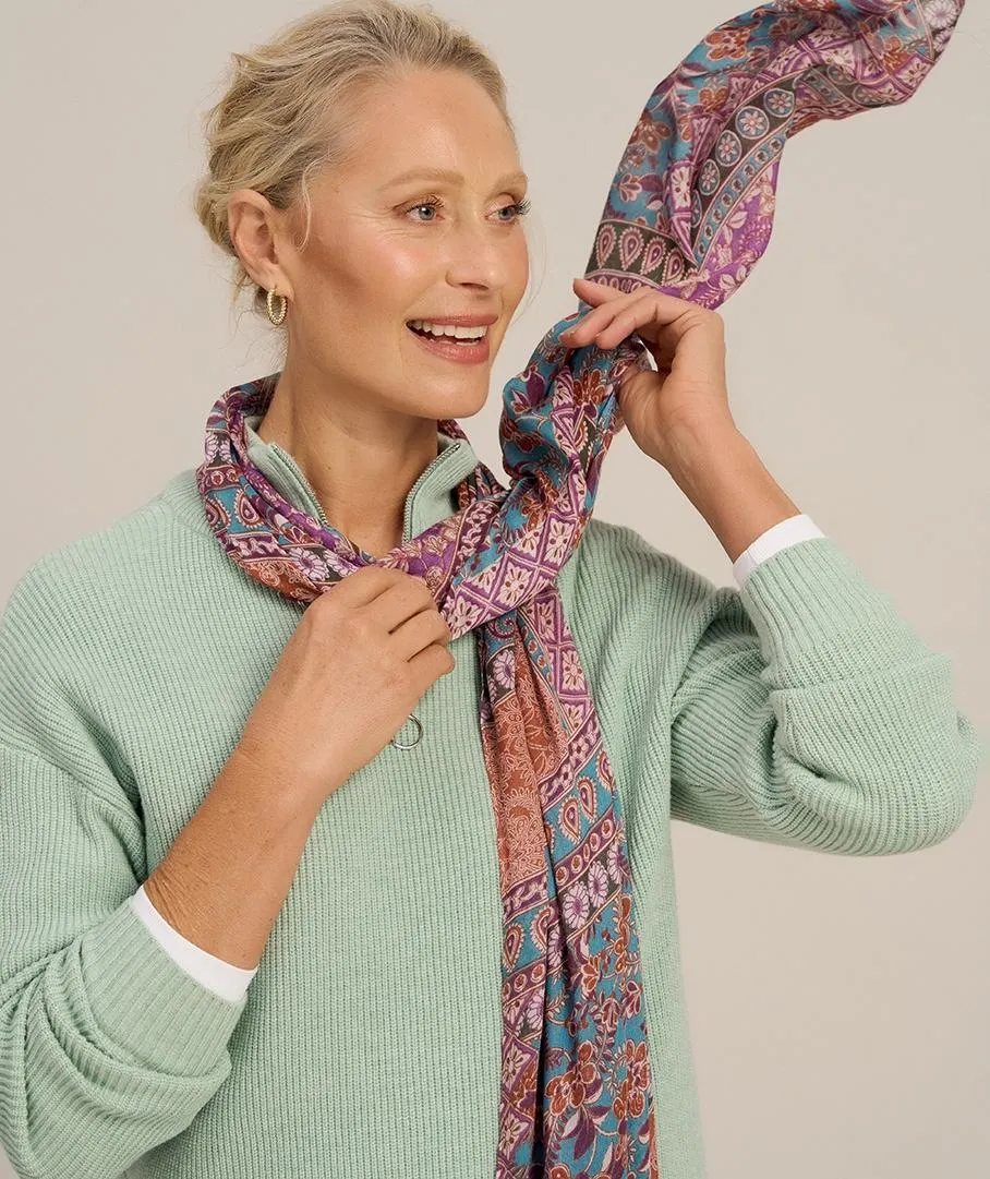 Viscose Patchwork Print Scarf