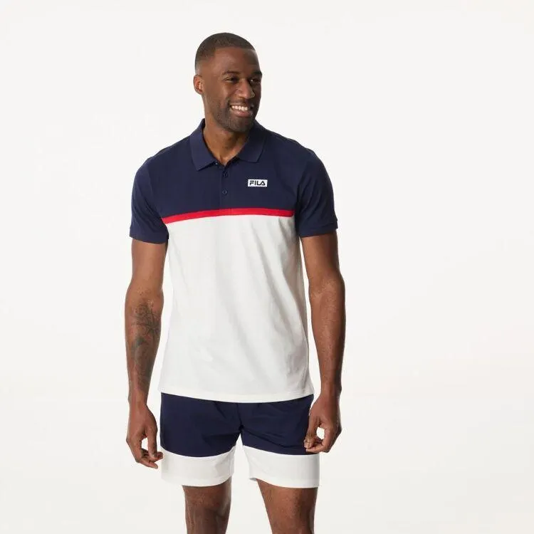 FILA Men's Milo Colour Block Polo New Navy