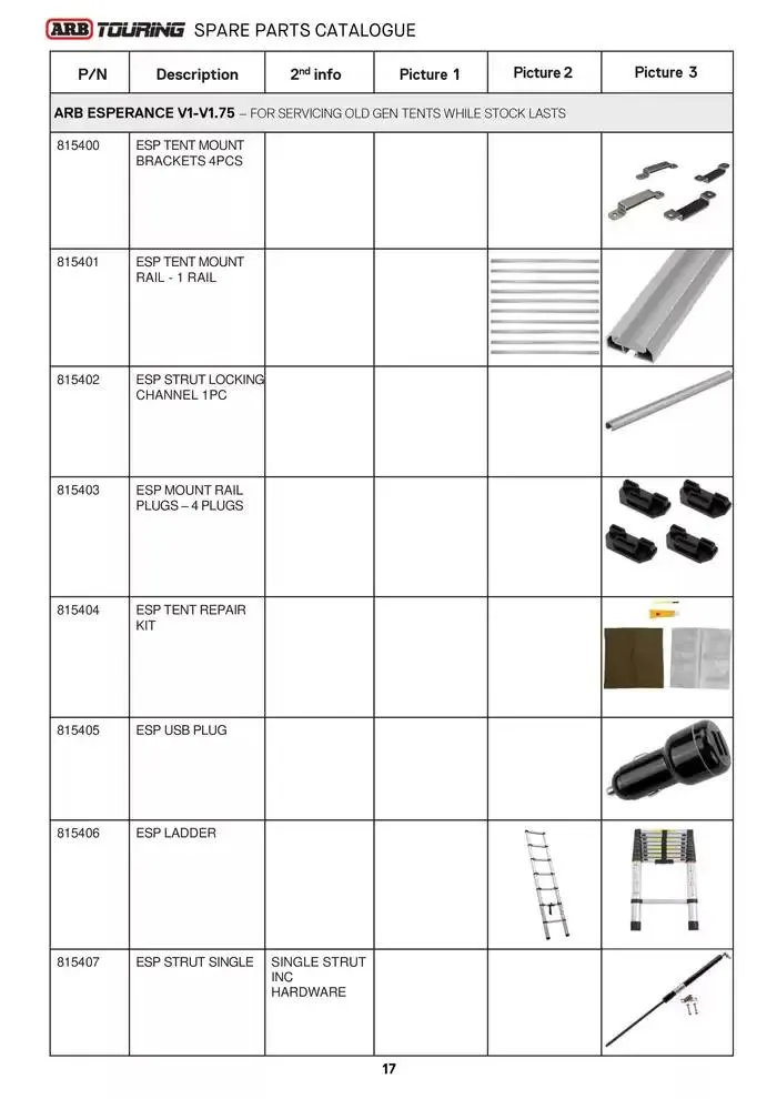 ARB Touring Spare Parts Catalogue - Catalogue valid from 14 March to 31 March 2025 - page 17
