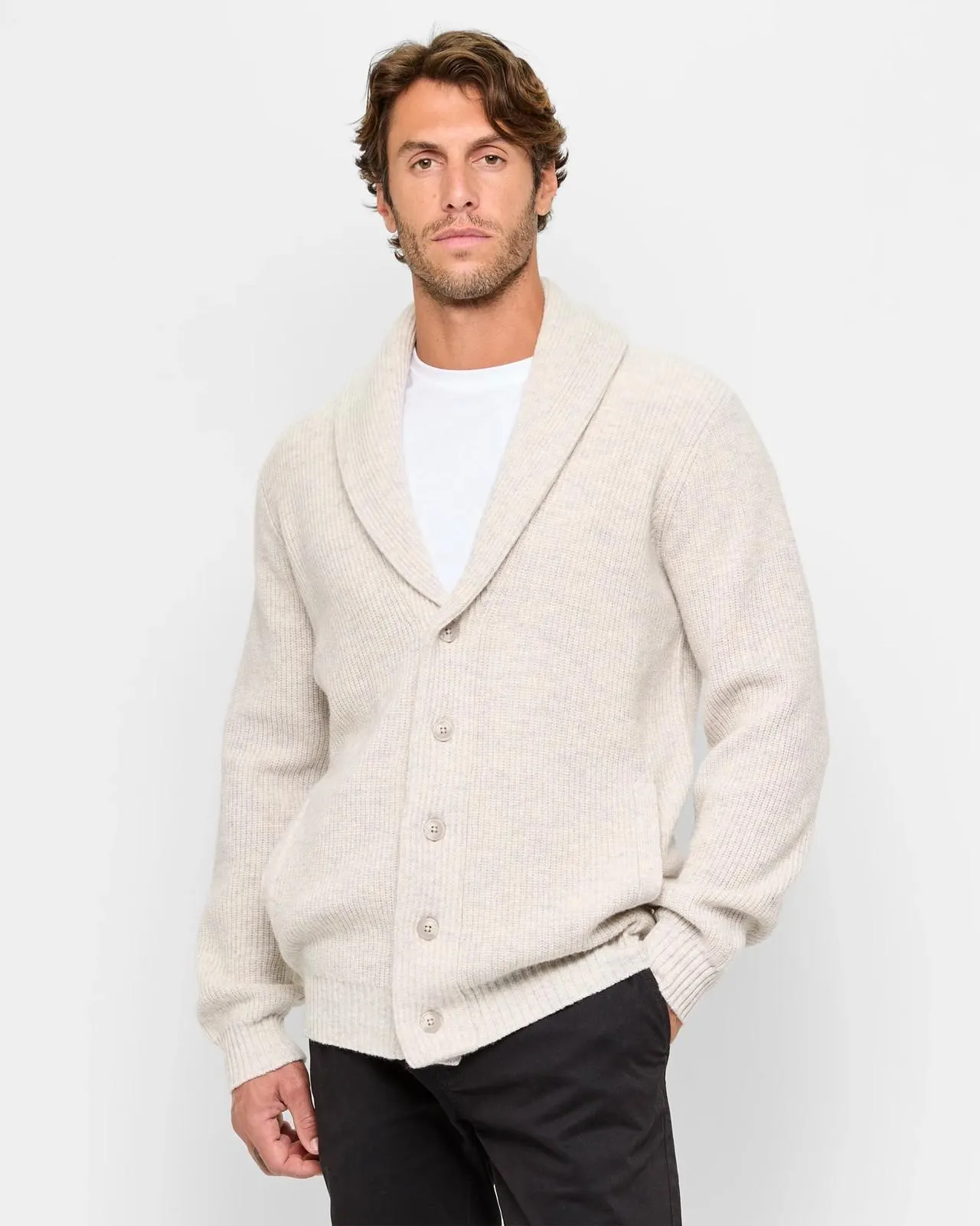 Lambswool Cardigan - Stone