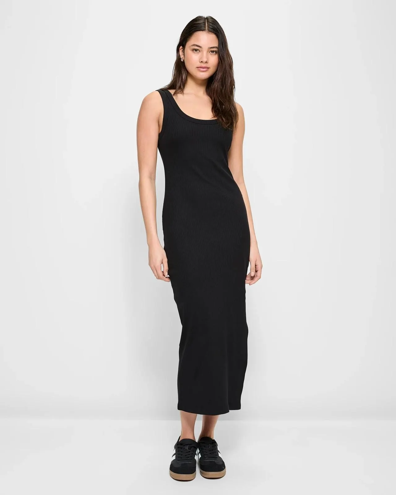 Australian Cotton Scoop Neck Rib Midi Dress - Lily Loves