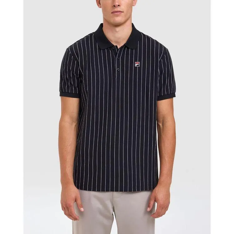 FILA Men’s Lyle Short Sleeve Pinstripe Polo Shirt Navy
