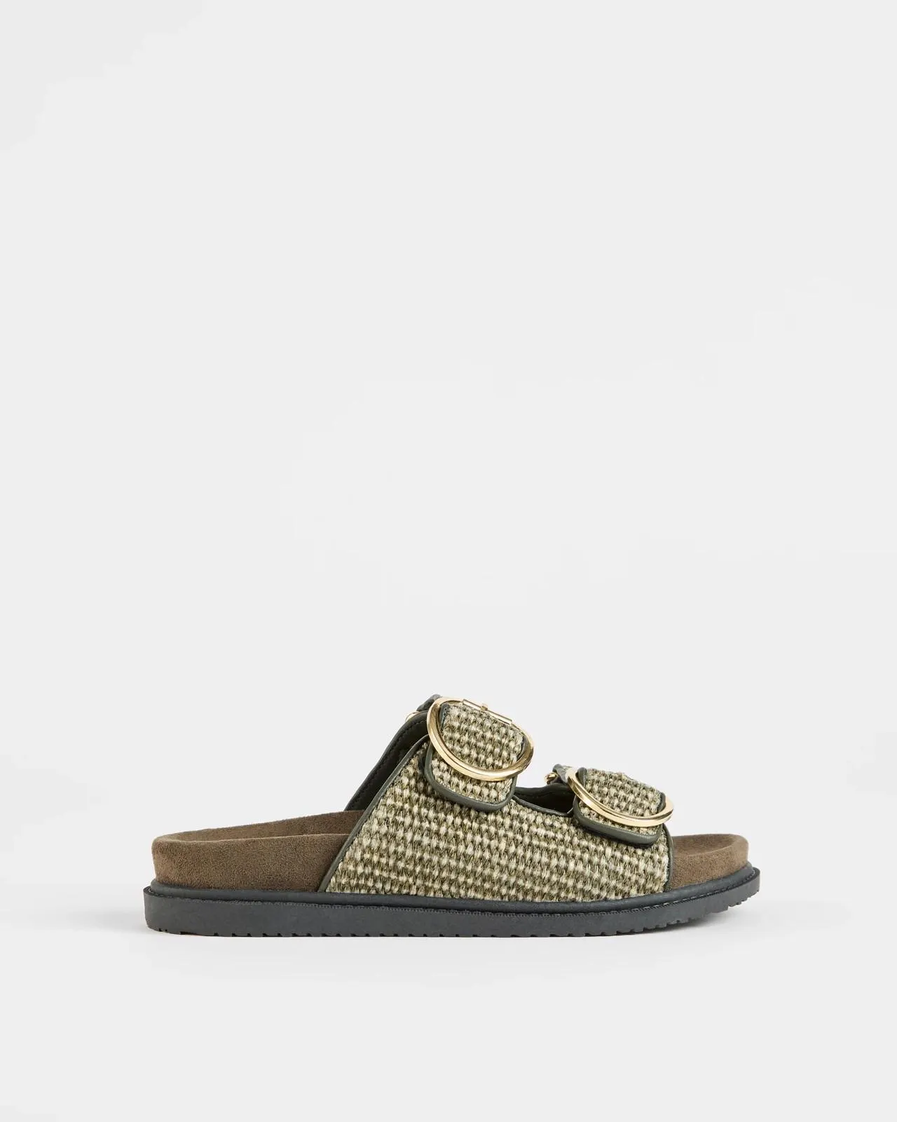 Womens Textured Strap Moulded Sandal - Talia - Khaki