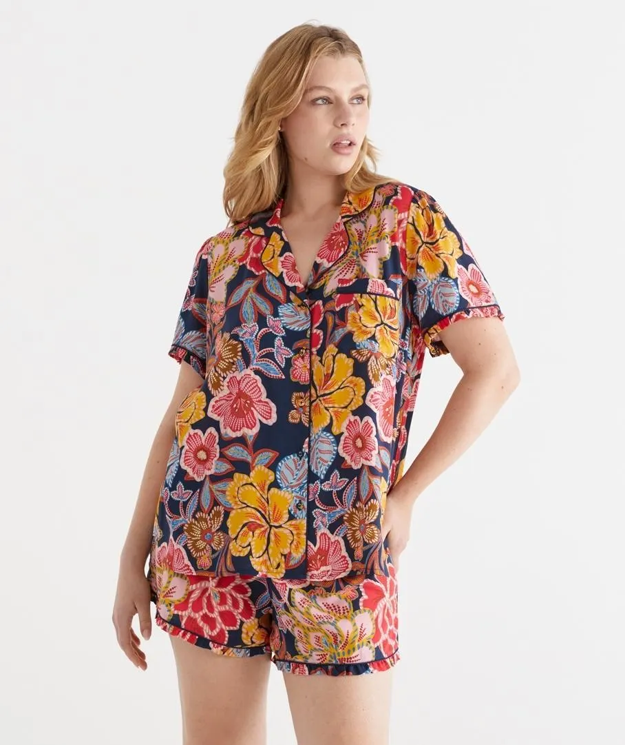 Textured Floral Shortie Pyjama Set