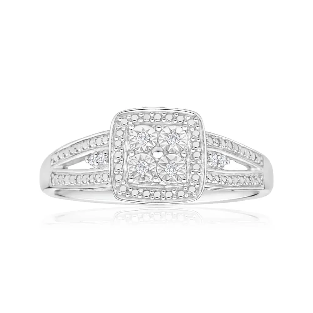 Sterling Silver Striking Diamond Ring