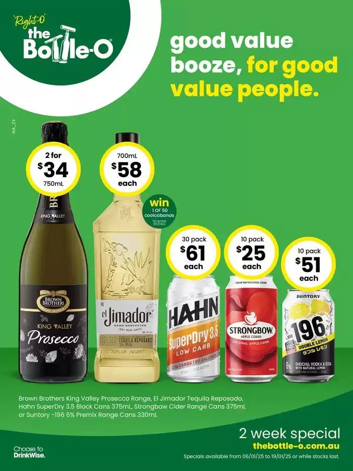 Good Value Booze, For Good Value People 06/01 - Catalogue valid from 6 January to 19 January 2025 - page 1