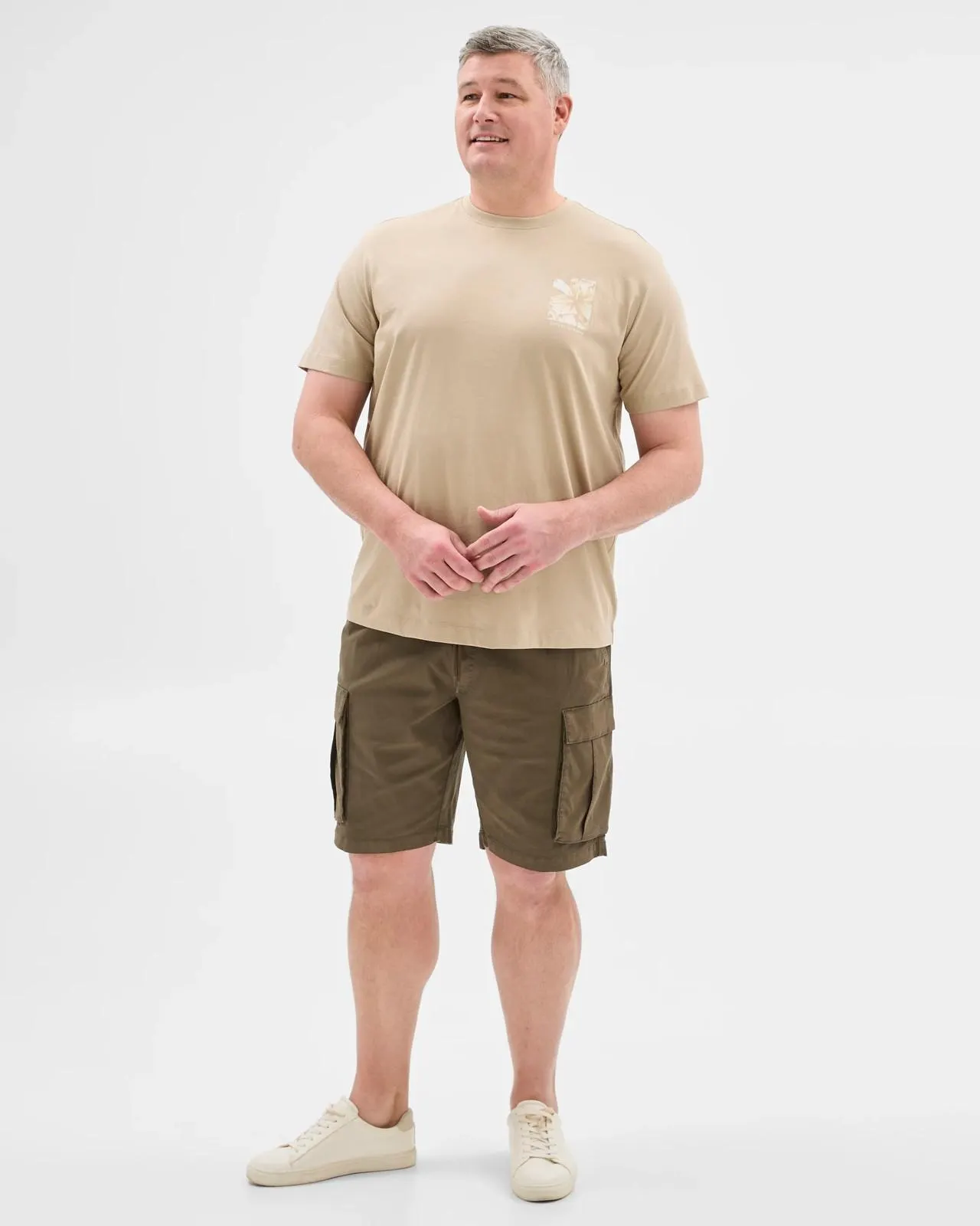 Plus Size Australian Cotton Rich Cargo Shorts - Dark Olive