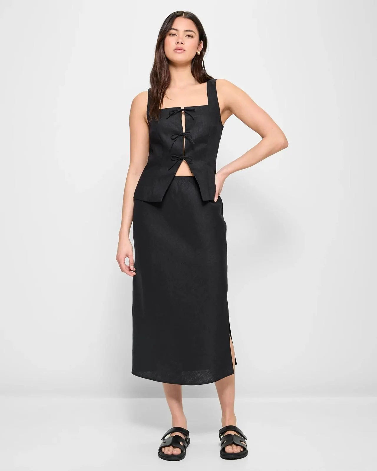 European Linen Bias Cut Maxi Skirt - Lily Loves