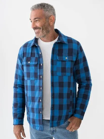 Quilted Flannelette Shirt Blue Navy Check