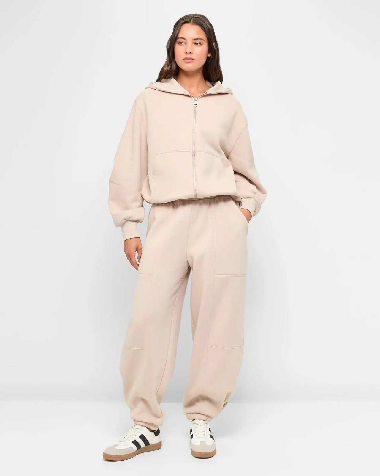 Slouchy Barrel Leg Trackpants - Lily Loves - Oatmeal