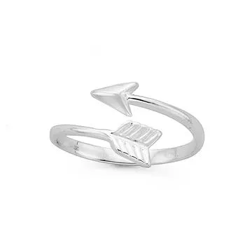 Silver Cross Over Side Arrow Ring