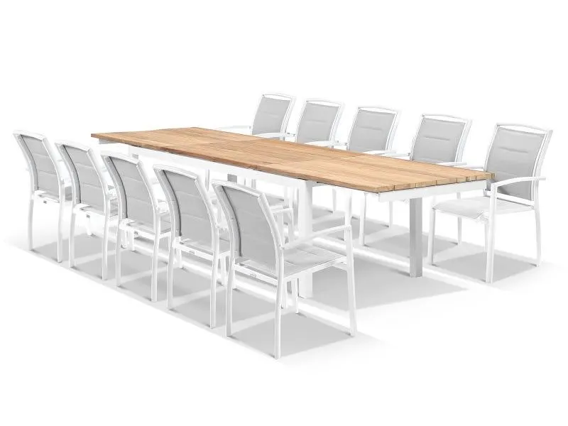 Marseille 340 Extension table with Verde Chairs - 11pc Outdoor Dining Setting