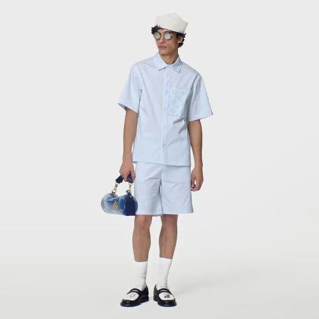 Flocked Cotton Cargo Shorts