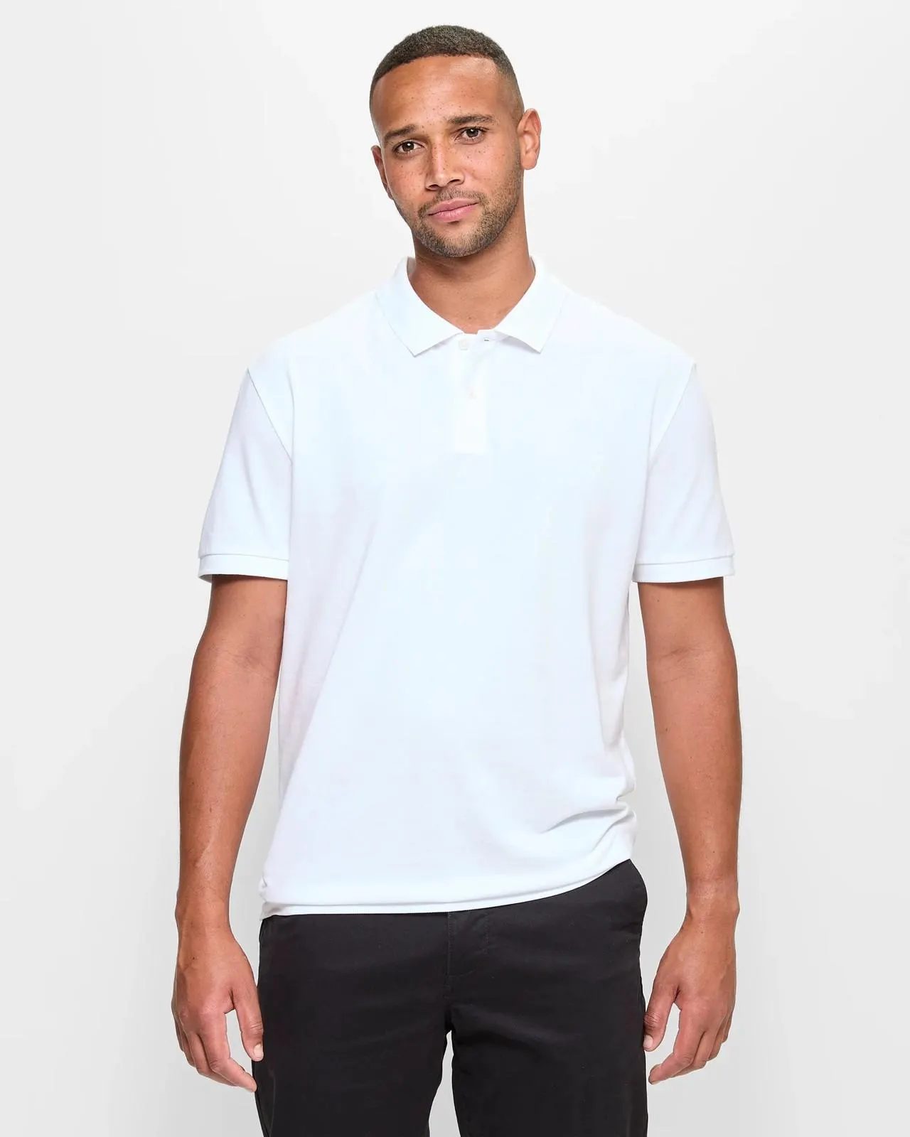 Australian Cotton Pique Polo Top - White
